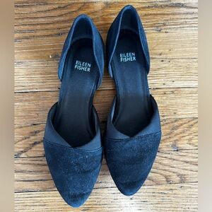 Eileen Fisher D’orsay Black Suede Slides, Size 7.5